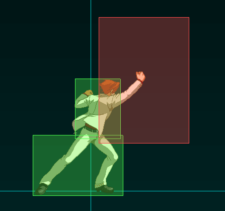 A hitbox diagram of Battler's heavily disjointed DP. Seriously, this thing is fucking huge, what the hell
