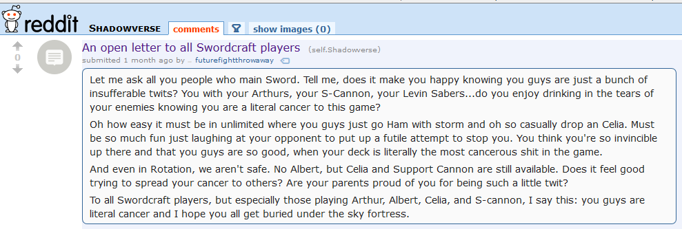 Swordcraft Reddit rant