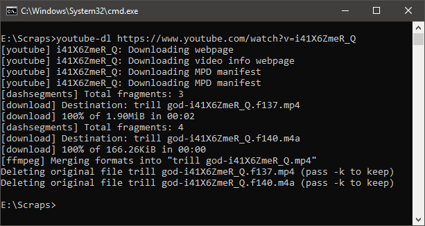 youtube-dl in Windows CMD