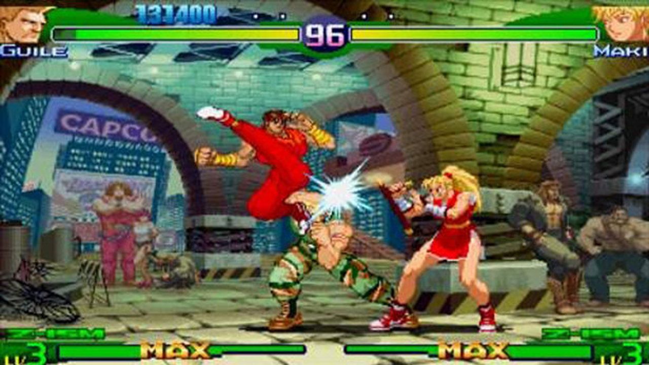 Guile blocks Maki and Guy in Reverse Dramatic Battle