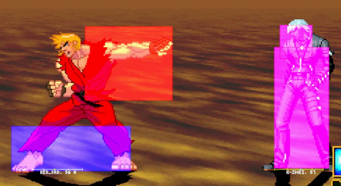 Ken's 6HP, an extremely disjointed normal with no hurtbox higher than the knees